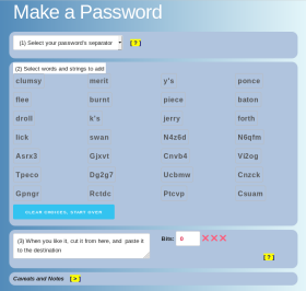 Thumbnail of the webpage for the password-making web app